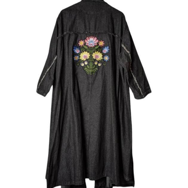 Giacca denim fiori