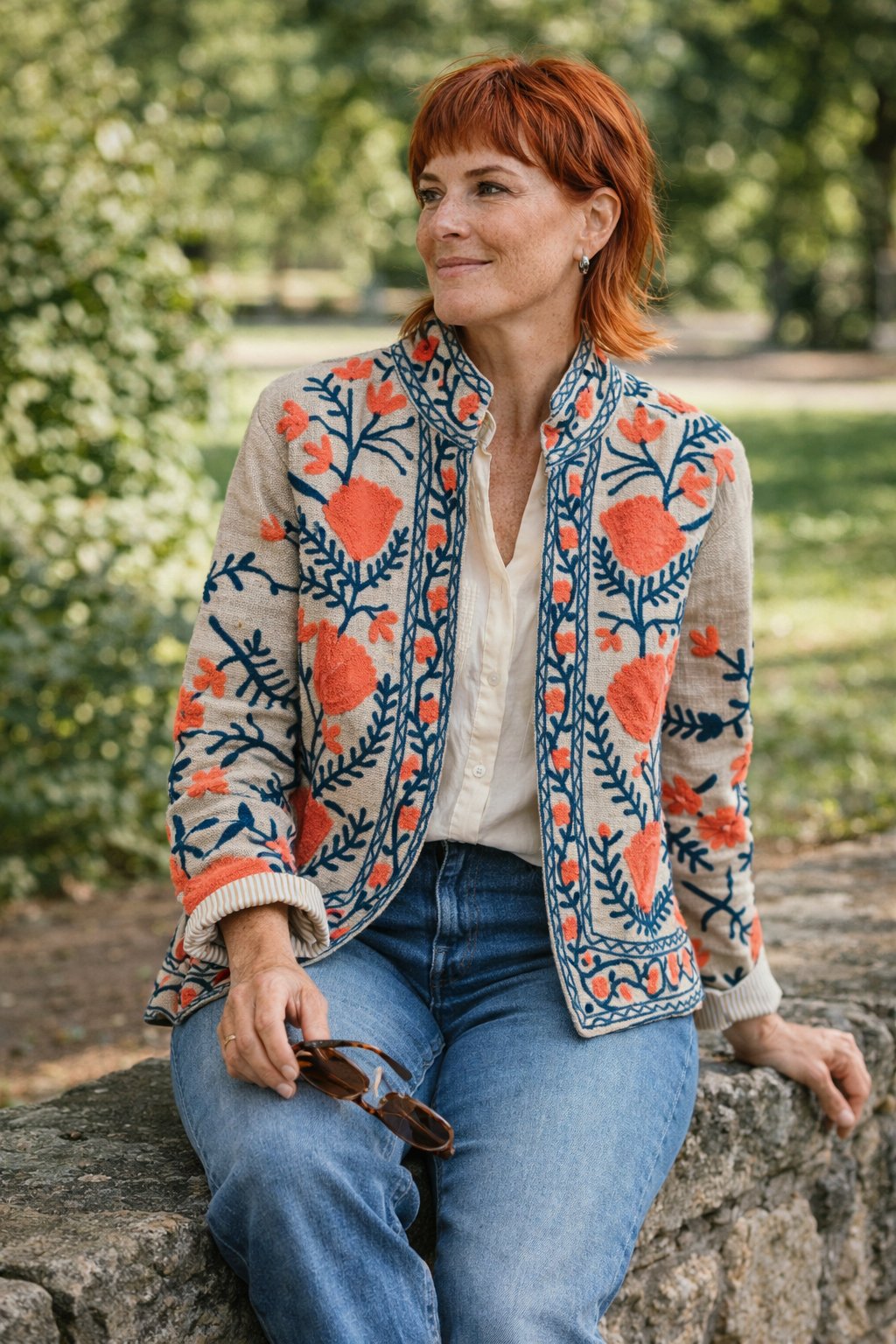 Giacca SUZANI in Cotone Ricamato – Giacca Etnica Boho Chic Donna
