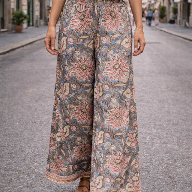 Pantaloni Palazzo Donna Cotone Block Print SHAILA | Boho Chic