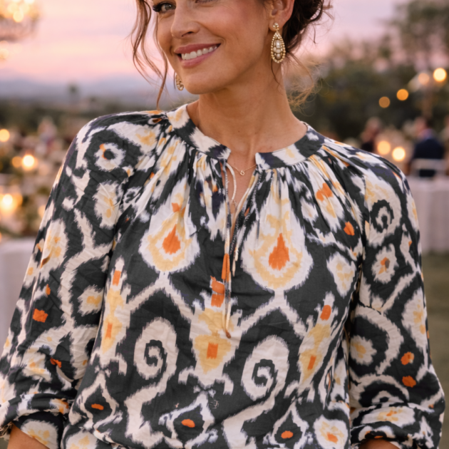 Camicia in cotone nero stampata a mano block print – Nisha boho chic