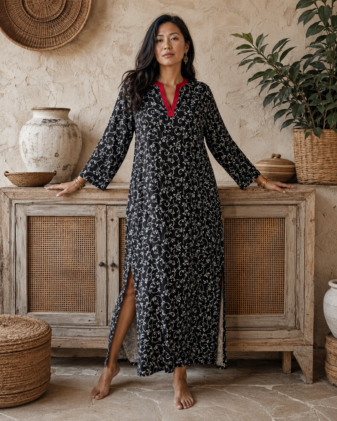 Abito Scilla in Crepe Fondo Nero | DiversoLab