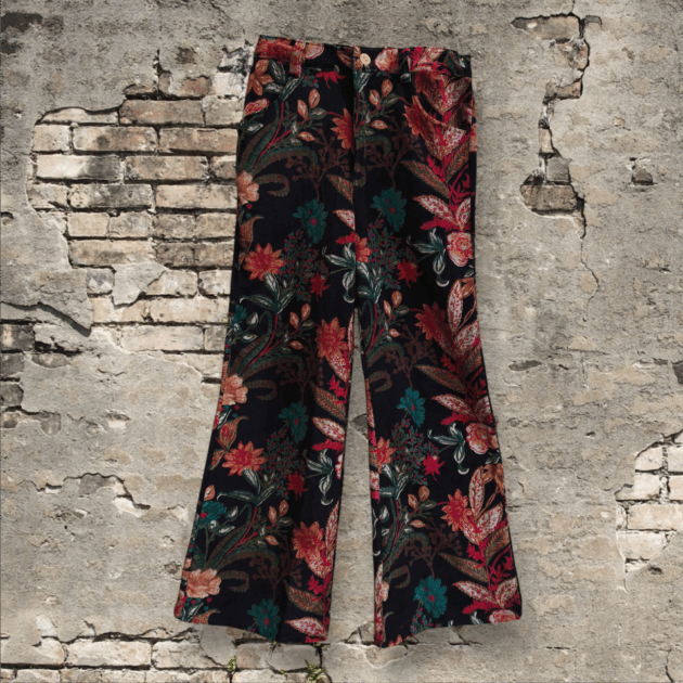 Pantalone velluto nero YASH  stampato