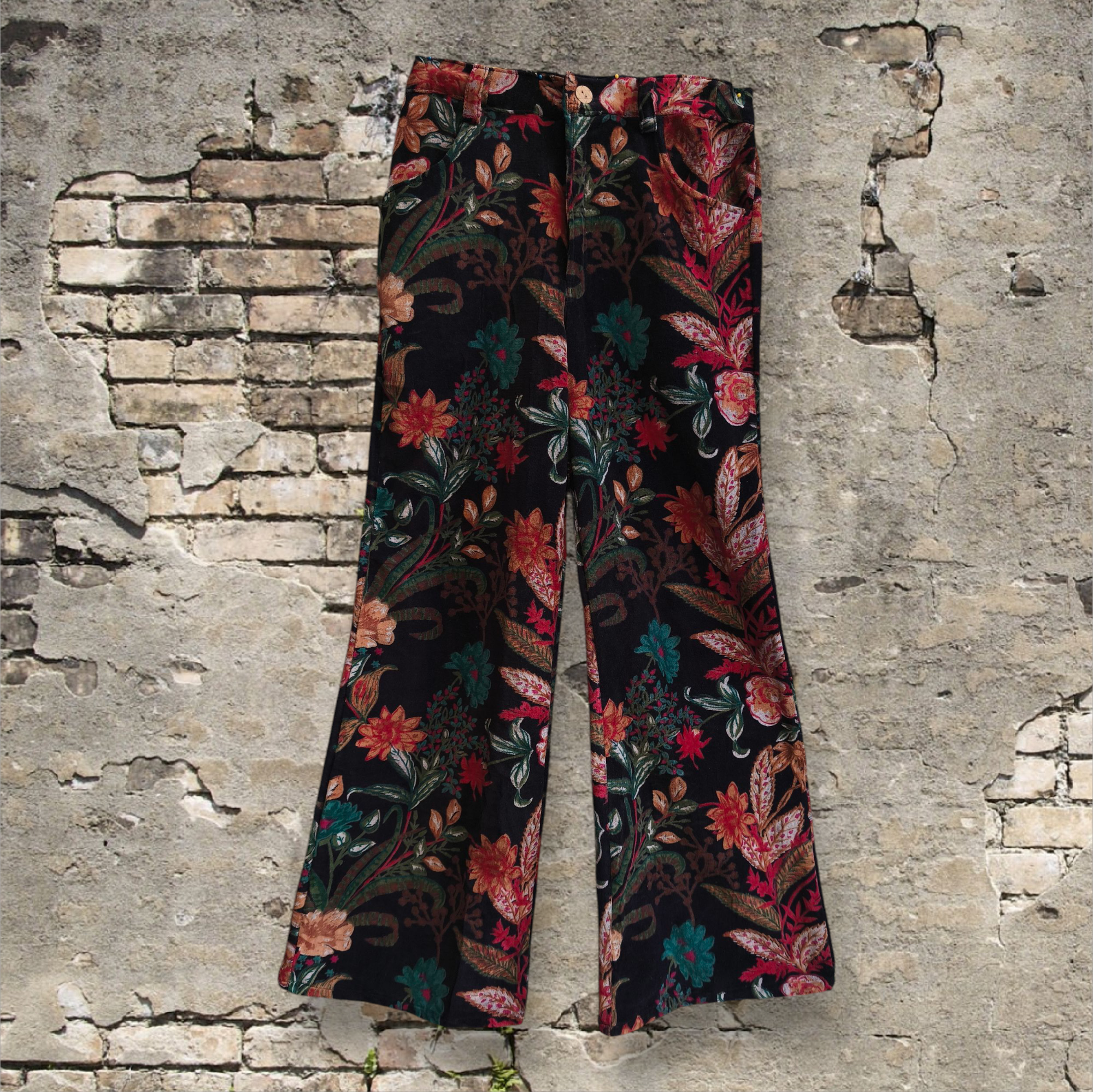 Pantalone velluto nero YASH stampato