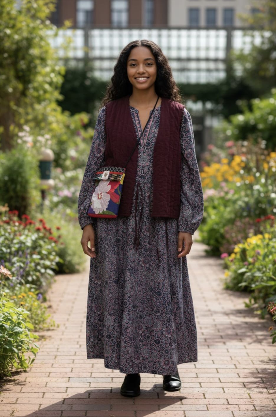 Abito Lungo SCILLA in Crepe Blu – Morbido con Spacchi Stile Boho Chic