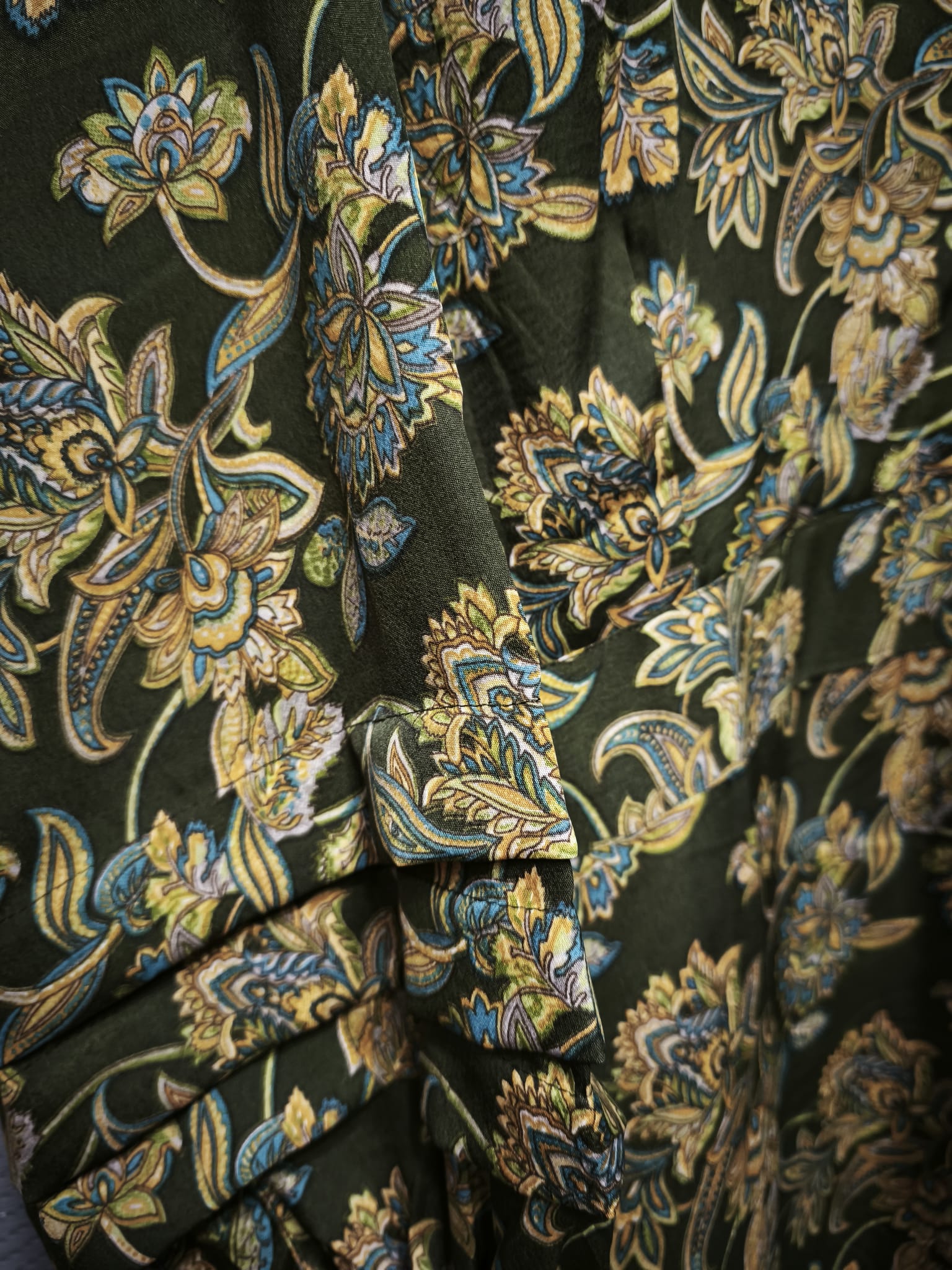 Abito in crepe di seta Soraya Fiori Verde Smeraldo