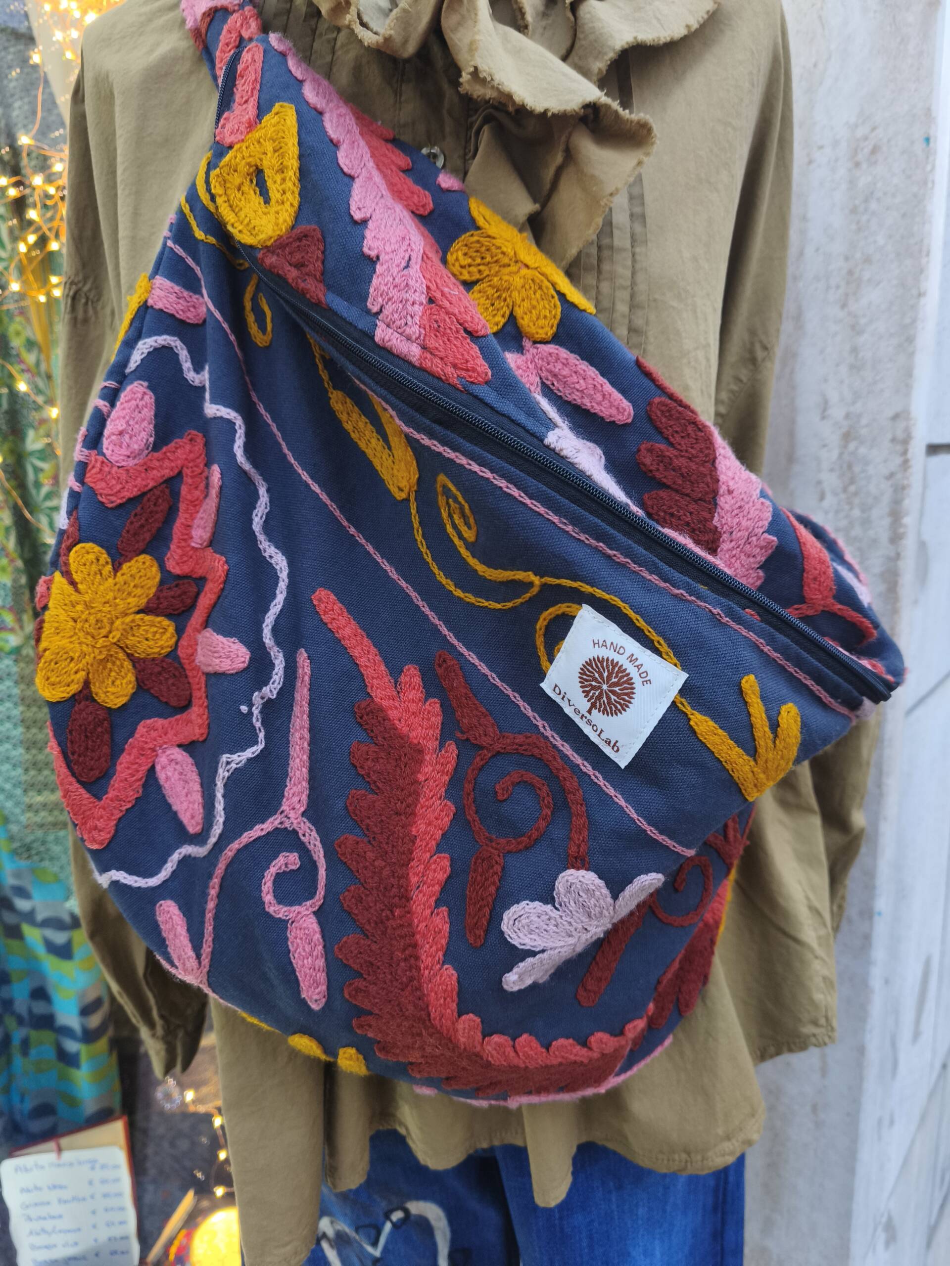 Marsupio DANTE blu Maxi Suzani | Marsupio Capiente Donna