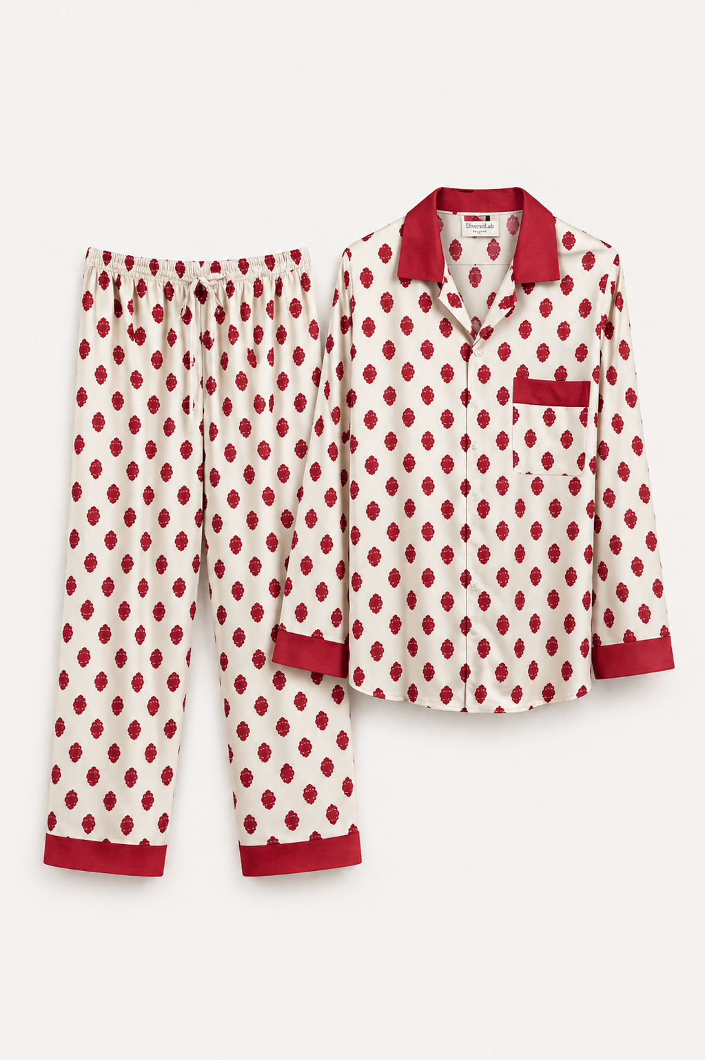 Completo Pigiama in Seta Panna Donna – Pantaloni e Camicia Elegante - immagine 2