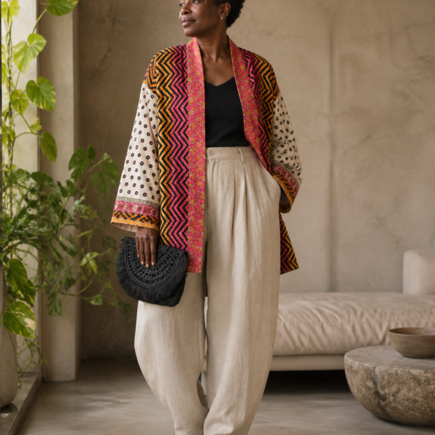 Giacca Kantha Rosa ANIKA Doubleface
