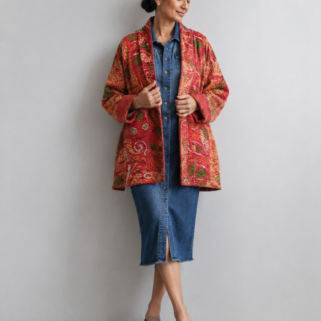 Giacca Anika Kantha Arancio Doubleface