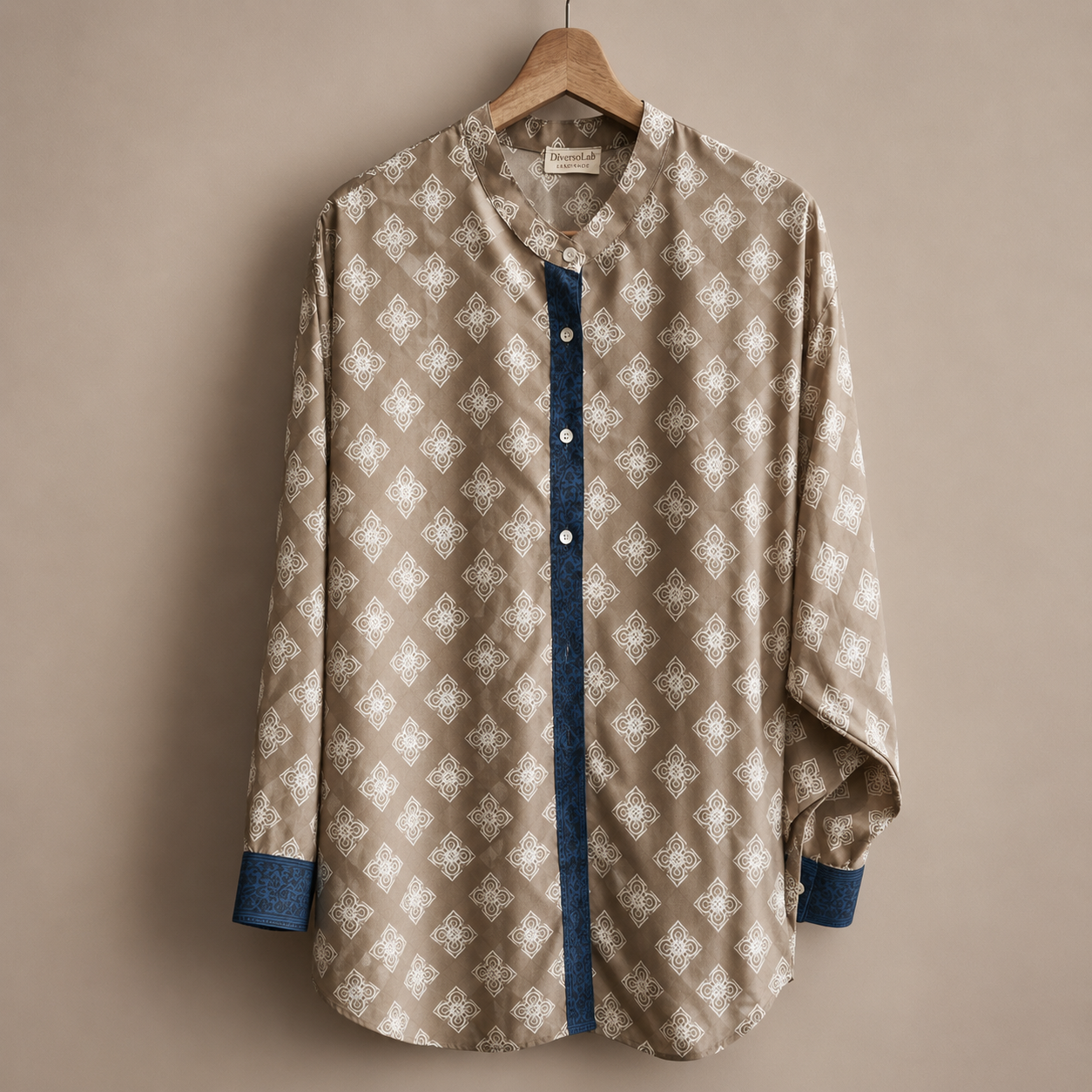 Camicia Arjun Crêpe Beige Disegni Panna