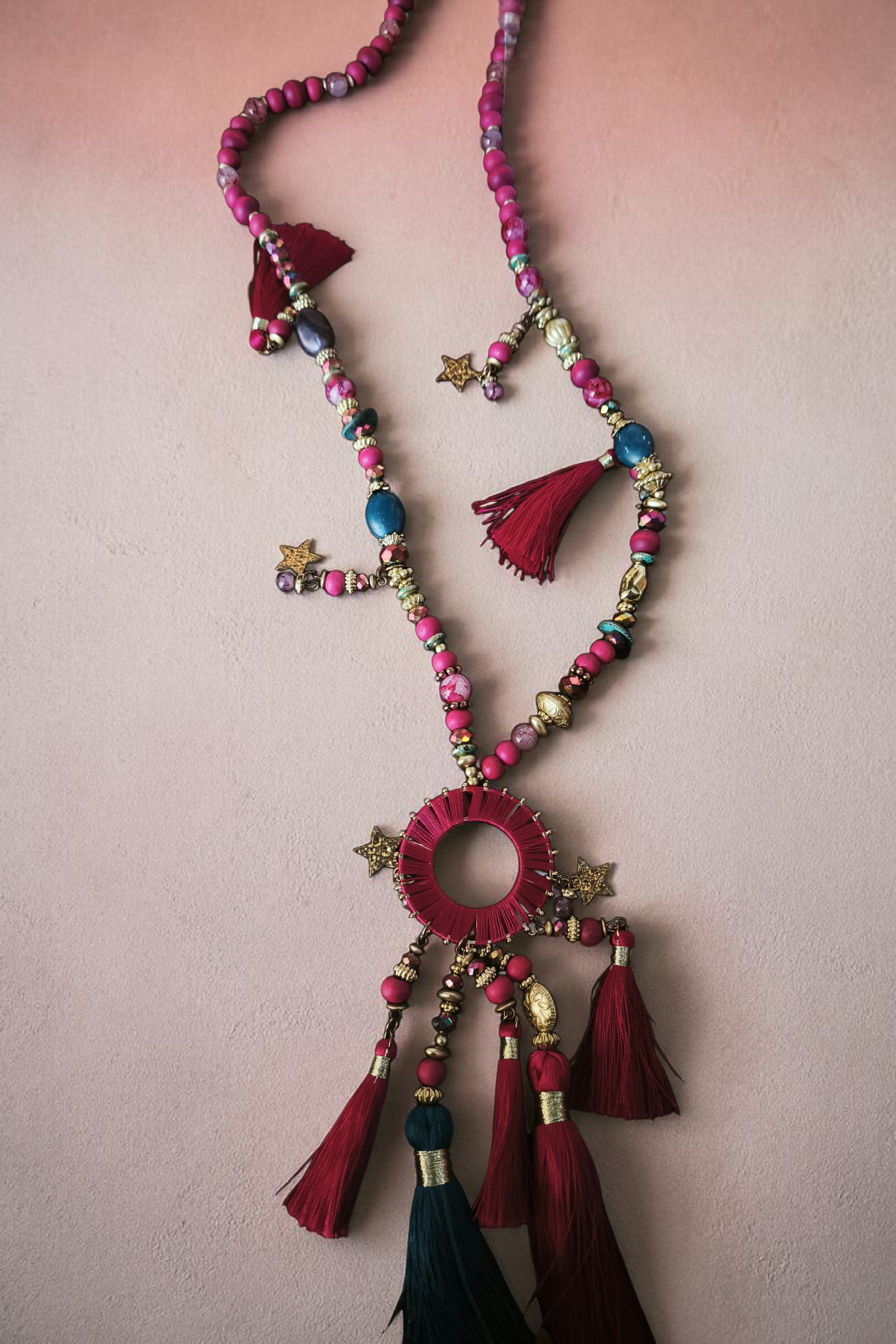 Collana bohémien rossa - immagine 2