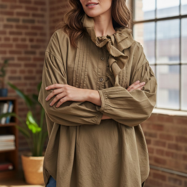 Camicia cotone oliva