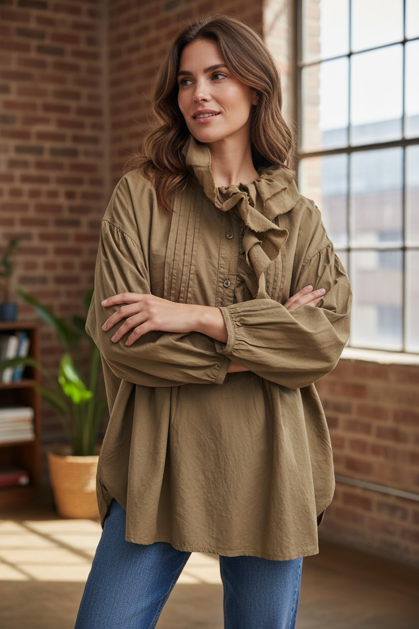 Camicia cotone oliva