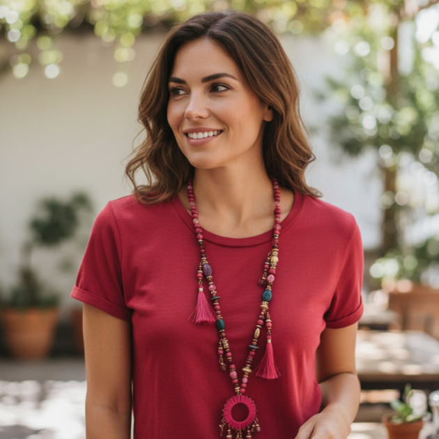 Collana bohémien rossa