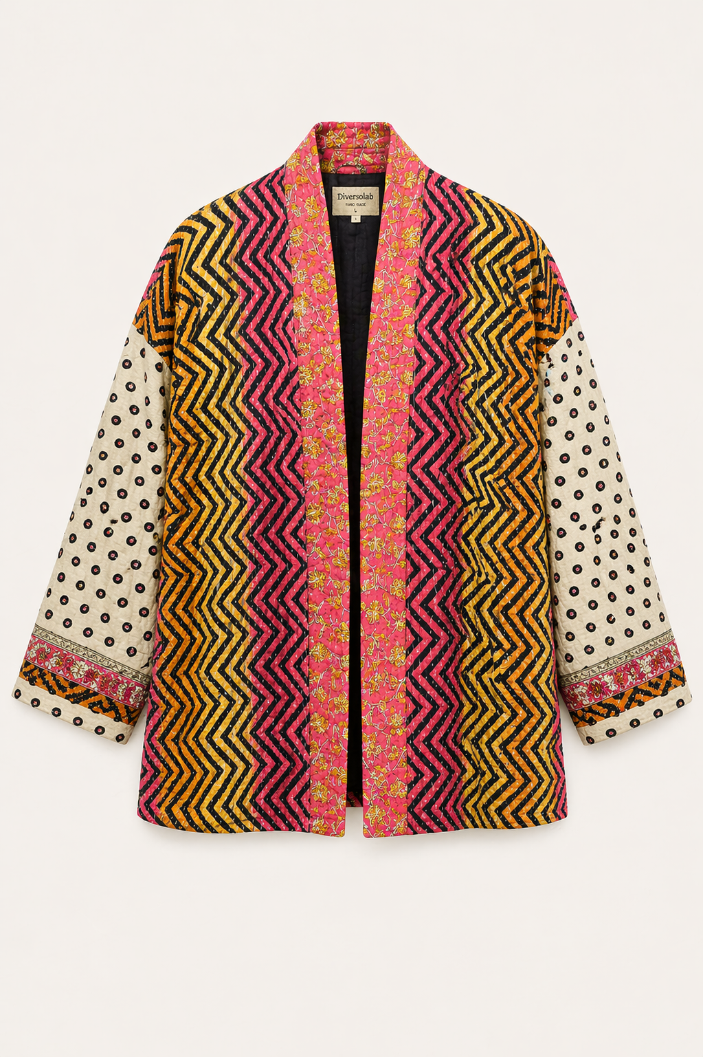 Giacca ANIKA tessuto Kantha Multicolor Rosa Doubleface
