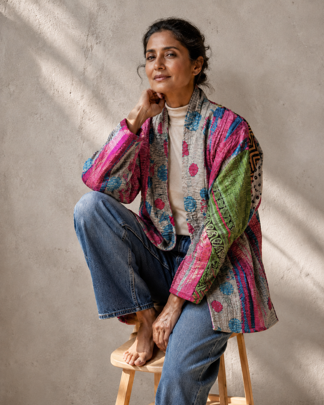 Giacca Anika Kantha Grigio Chiaro Doubleface