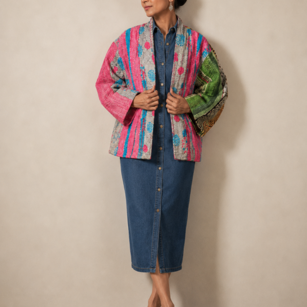 Giacca Anika Kantha Grigio Chiaro Doubleface