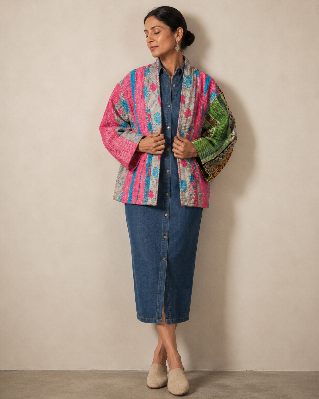 Giacca Anika Kantha Grigio Chiaro Doubleface