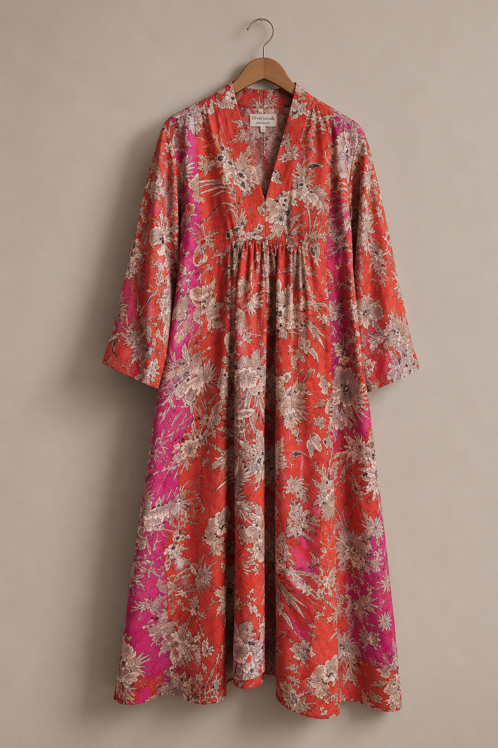 Abito Kamal Cotone Arancio Rosso Fucsia | DiversoLab
