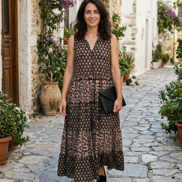 Abito Lea Nero Boho a Balze | DiversoLab