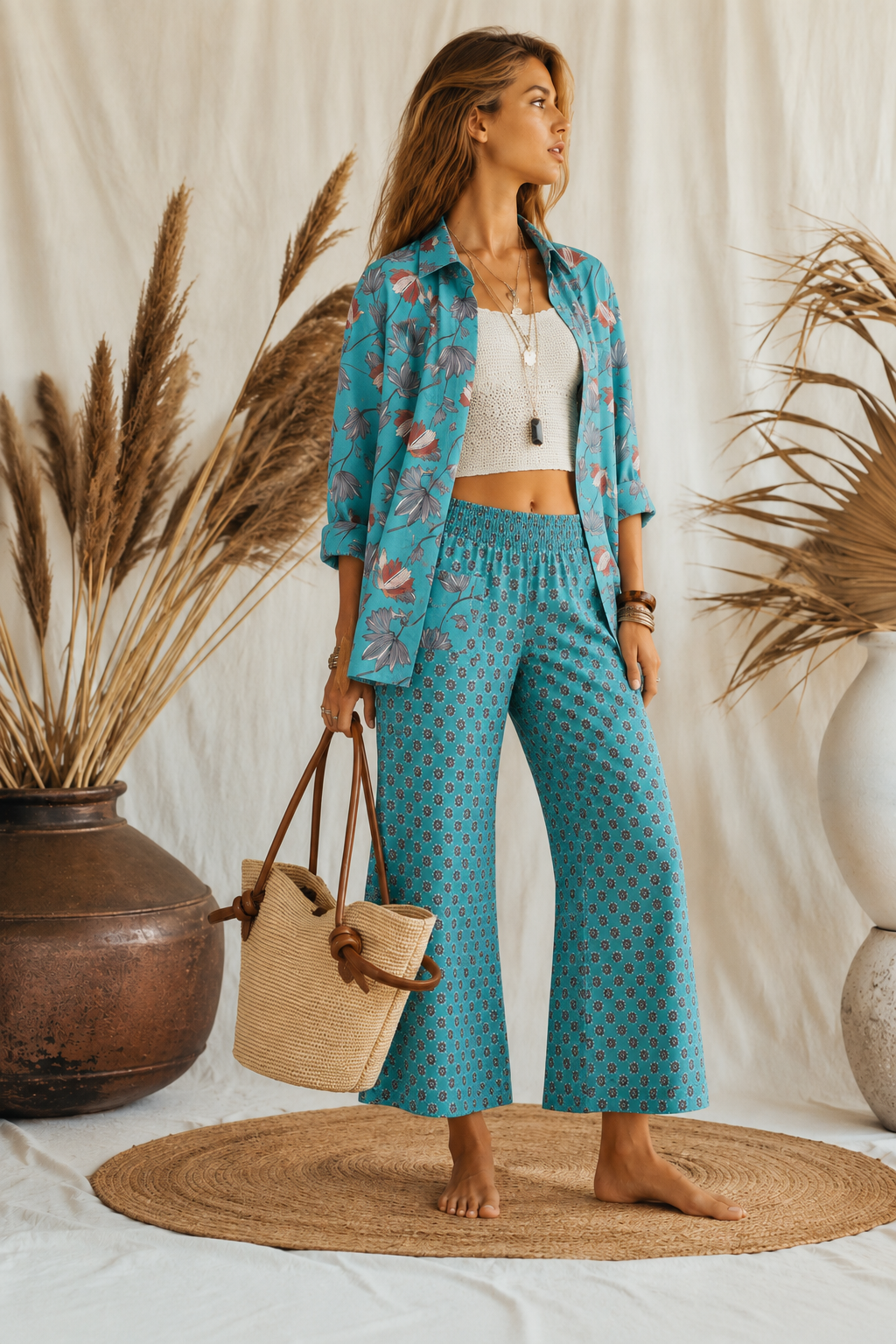 Completo Rachele Ottanio in Cotone Blockprinting