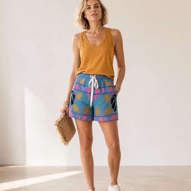 Bermuda Suzani Ottanio in Cotone Ricamato | DiversoLab