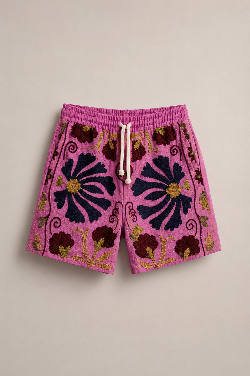 Bermuda Suzani Rosa in Cotone Ricamato | DiversoLab