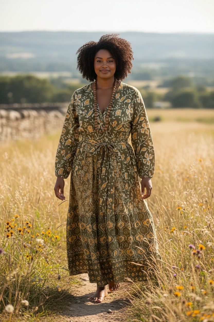Abito "Ritu" cotone verde