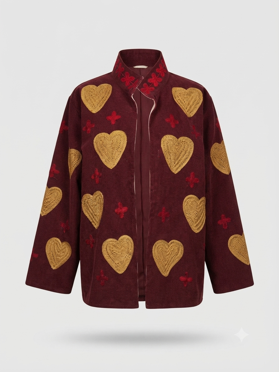 Giacca Anita Velluto Bordeaux Ricamata