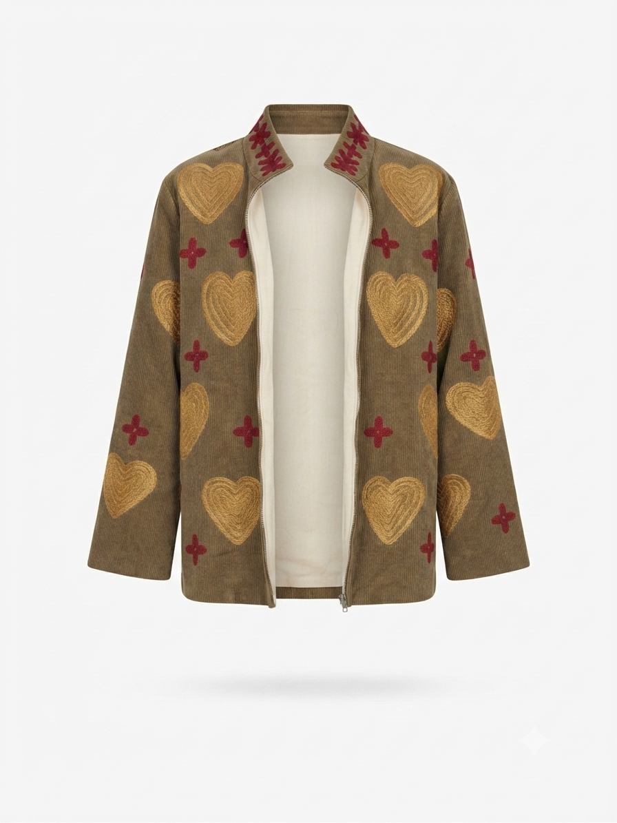 Giacca Anita Velluto Beige Ricamata - immagine 2