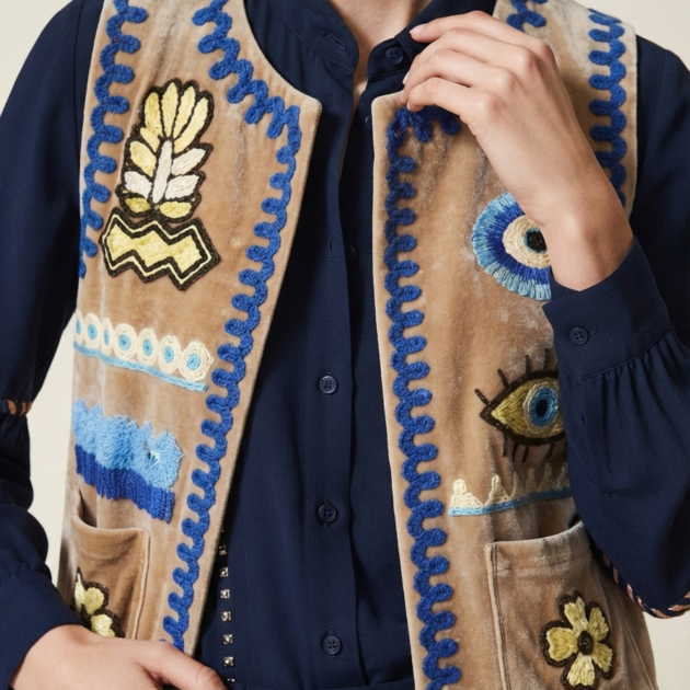 Gilet velluto liscio beige