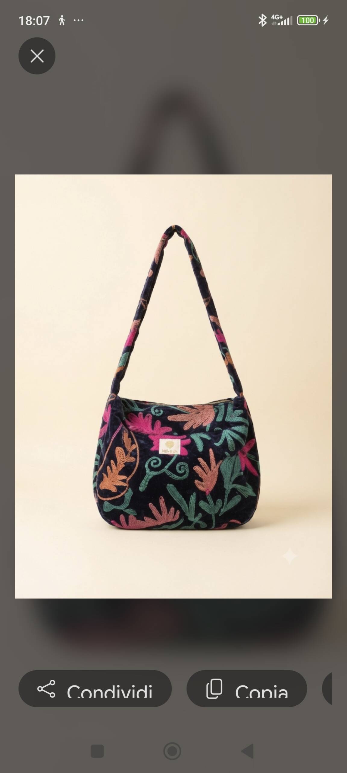 Borsa Clelia velluto suzani blu - immagine 3