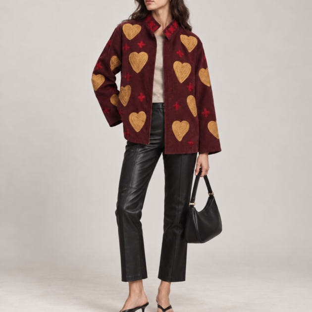 Giacca Anita Velluto Bordeaux Ricamata