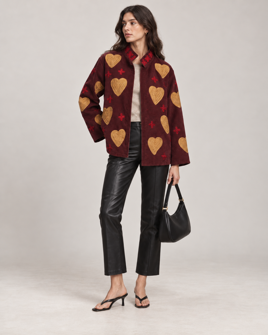 Giacca Anita Velluto Bordeaux Ricamata